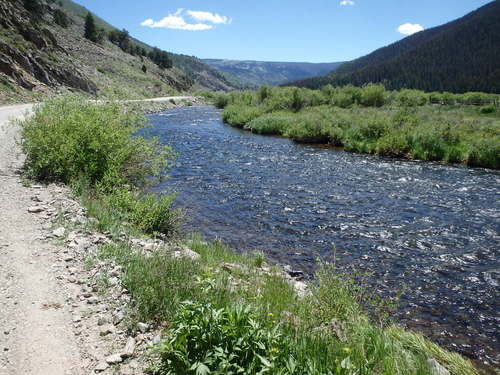 GDMBR: We're following the Conejos River out of Platoro and the Platoro Reservoir.